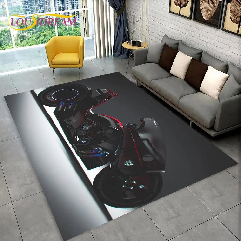 3D Cyberpunk Concept Motorcycle Cartoon Area Rug,Carpet for Living Room Bedroom Sofa Doormat Decoration,kids Non-slip Floor Mat