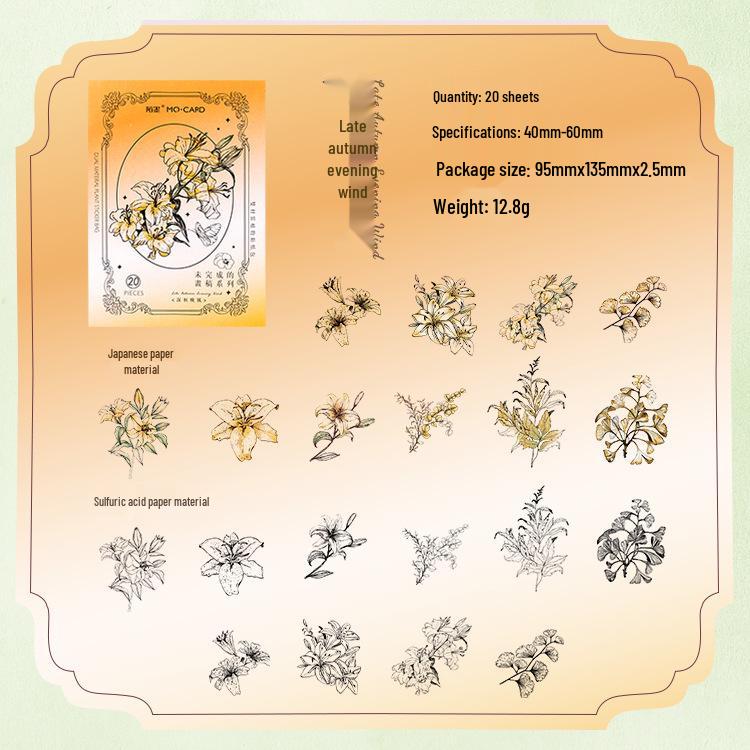 Momo Plants Sticker Pack - Unfinished Sketch Series for DIY Journal Decoration (6 Types)