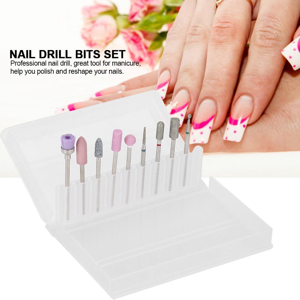 9Pcs Emery Nail Drill Bits Set Polishing Tools Grinding Head for Manicure Drills Machine