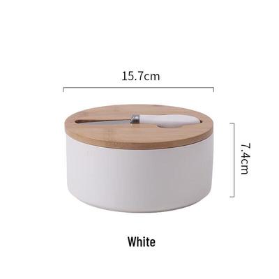 Ceramic Butter and Cheese Dish with Knife
