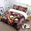 Colorful Owl Art Supplies Set Multiple sizes kid's and adults' bedroom Exquisite 3PC bedding set gift