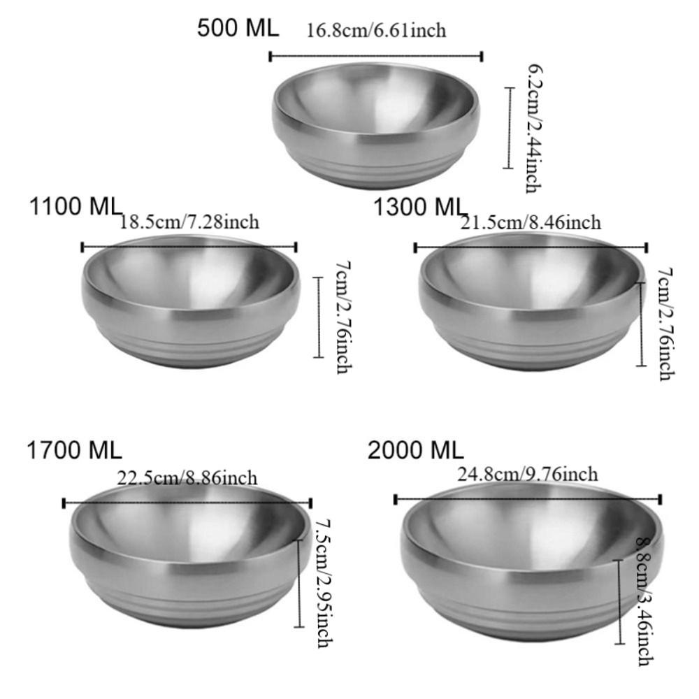 Anti-scald Korean Stainless Steel Bowl Double Layer Soup Bowls Cold Noodles Bowl  Restaurant