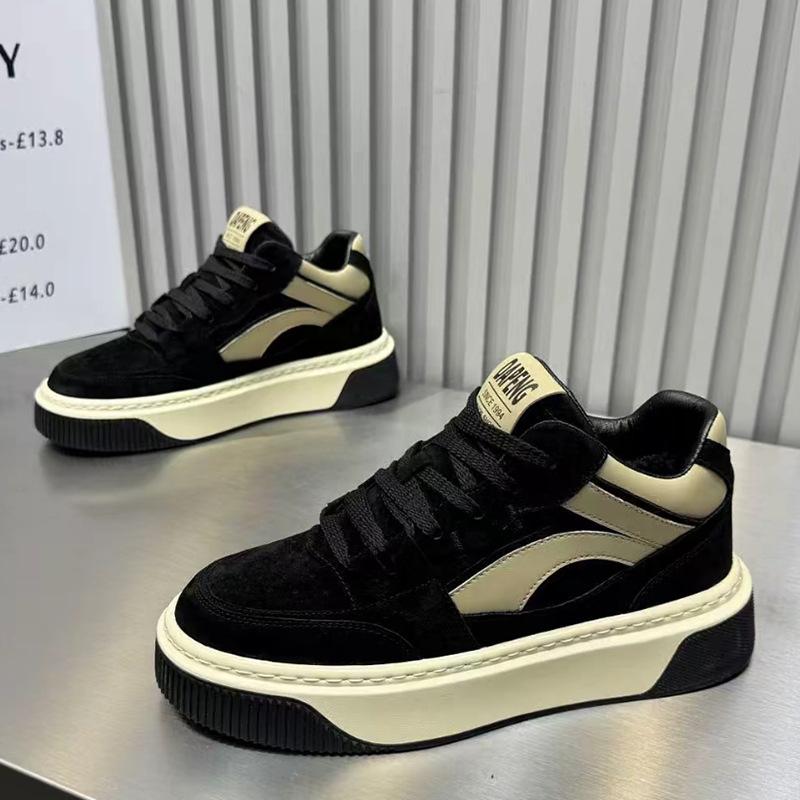 Winter neue niedrig geschnittene Schuhe mit dicker Sohle, einlagig, Baumwoll-Leder-Oberfläche, Samt, Freizeitschuhe ok