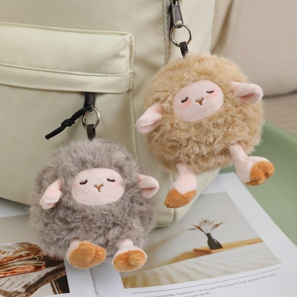 Fluffy Plush Sheep Keychain Hanging Charm Zodiac Goat Pendant Key Ring Lamb Ornaments Bag Decor