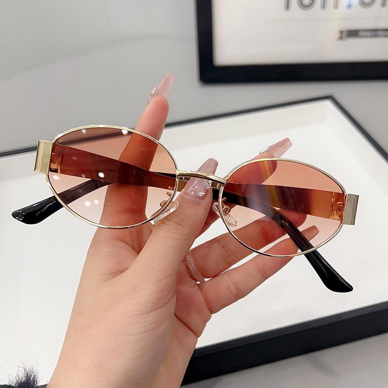 Retro Metal Frame Oval Sunglasses for Women Men Designer UV400 Luxury Small Sun Glasses Driving Aviation Shades