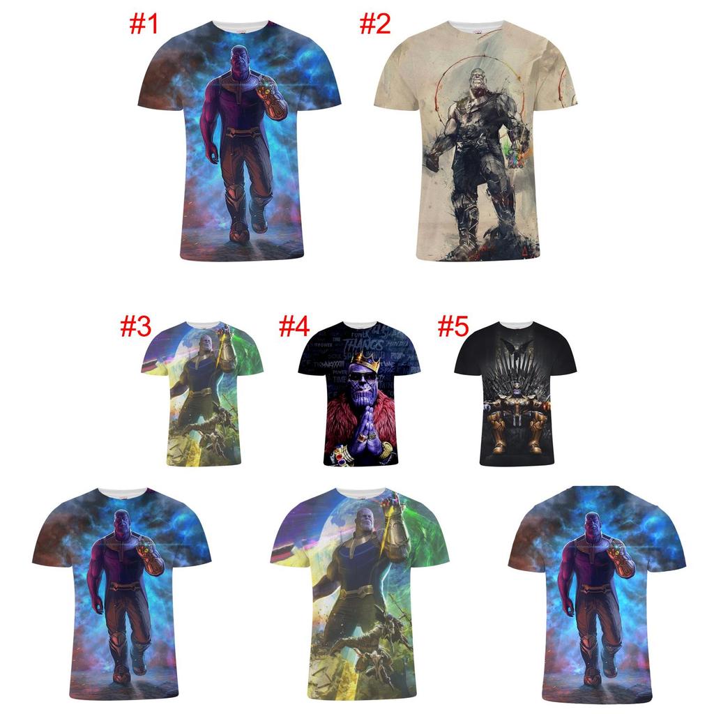 Premium Quality The Avengers Endgame Thanos Men Short Sleeve O-neck Graphic T Shirt Tops Blouse