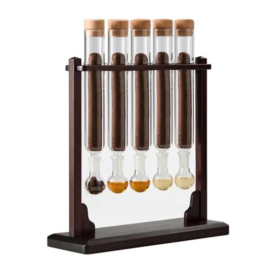 Herb Roll Flavor Infuser Humidor Herb Roll Glass Test Tube Rack with Straight Pipe Ball Base Wooden Stopper Herb Roll Flavor Injector Humidifier
