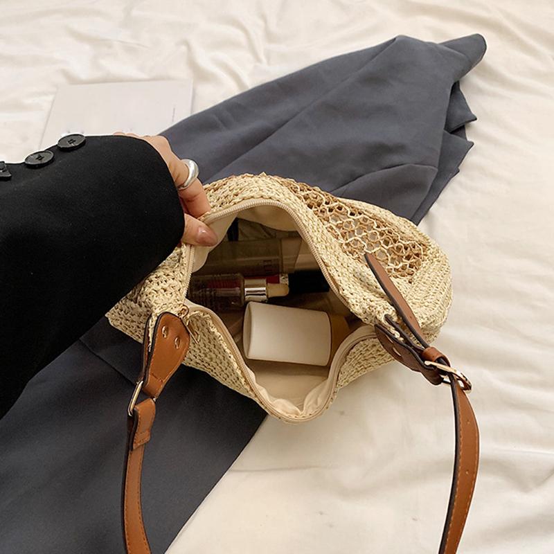 Woven Summer Fashion Straw Bag Beach Holiday Crossbody Bag Shopping Large Capacity Shoulder Bag For Ladies Women