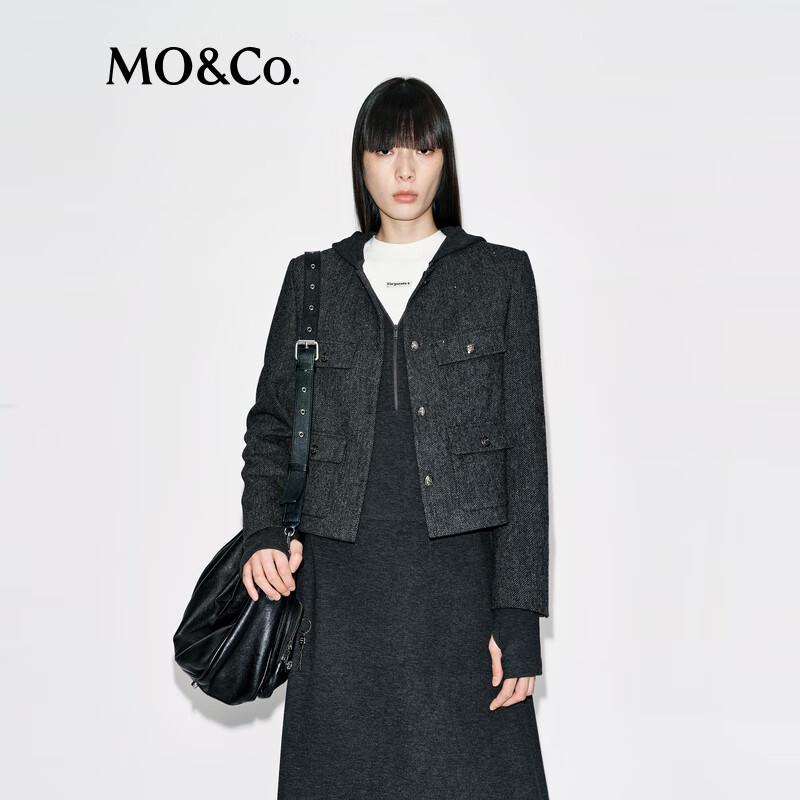 MO&Co. Women's Hooded 100% Wool Sweater