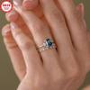 1A stylish and unique ring for women S925Sterling silver couple's ring Easy-to-wear dark blue zircon ring jewelry Women's Gift Give to a good friend