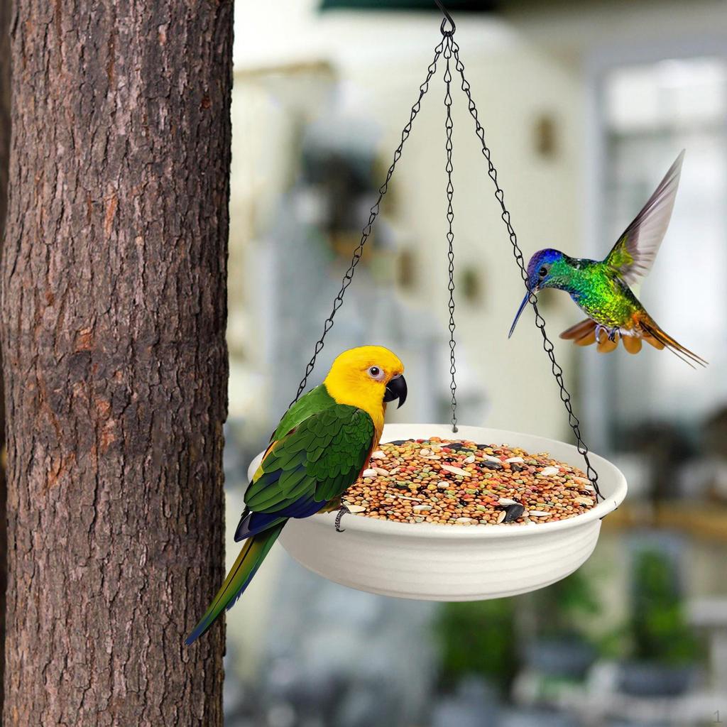Hanging Bird Bath with Chain, Watering Supply Decor, Multipurpose Plate Feeder, Water Bowl for