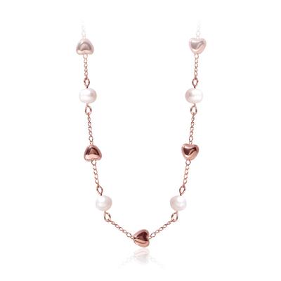 [Luvre Paris] Ketzerei Süßwasserperlen Herz Halskette (5mm) Na0578