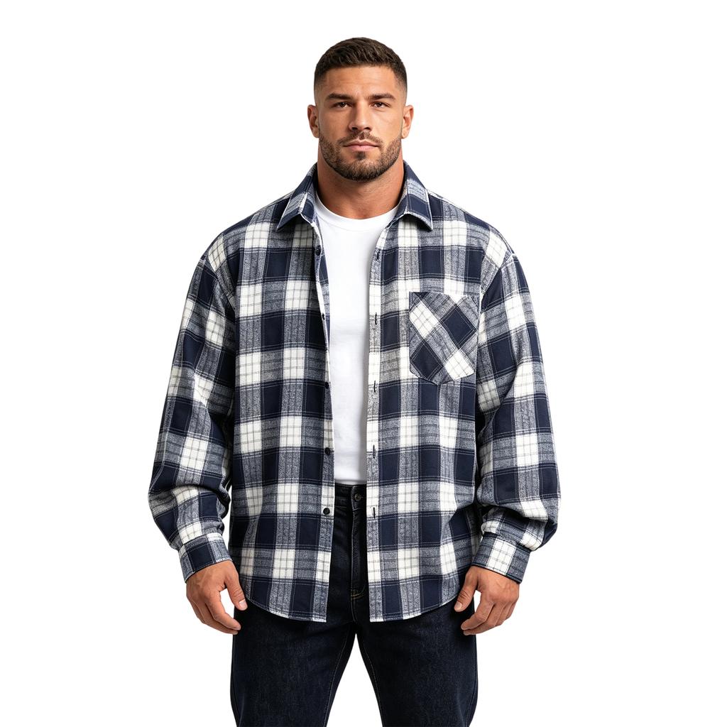 Camicia a Quadri da Uomo a Manica Lunga Casual Vestibilità Larga Taglie Forti Top per Primavera e Autunno