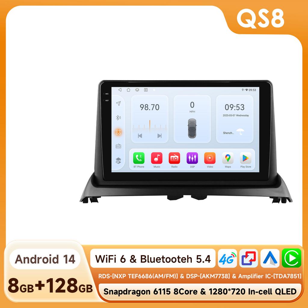 Hizpo 9 Inch Carplay 4G AI Systems Android 15 Car Radio For Renault CLIO 2 2000-2012 Multimedia Video Player GPS 2din Autoradio 9 Inch Car Intellige