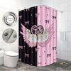 1Pc Black White Angel Wing Print Waterproof Shower Curtain Bathroom Partition Privacy Multiple Sizes 12 Hooks Easy To Install