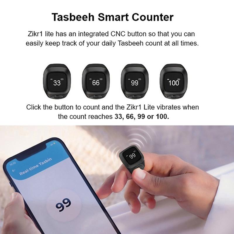 Smart Tasbih Tally Counter Ring pro muslimy Zikr Digital Tasbeeh 5 Modlitební Time Reminder Bluetooth