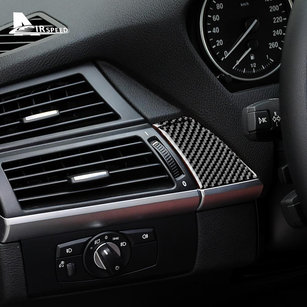 Carbon Fiber Engine Start Stop Button Frame Cover for BMW X5 E70 X6 E71 Interior Sticker Set