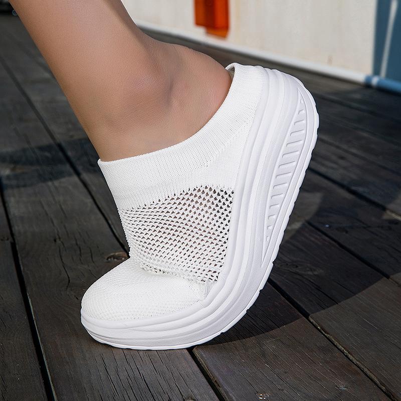 Women Slide Slippers Elevator Mules Sandals Slip on Summer Casual Clogs White Pink Black Purple Lightweight Socks Shoes Plus Size 41 42 43