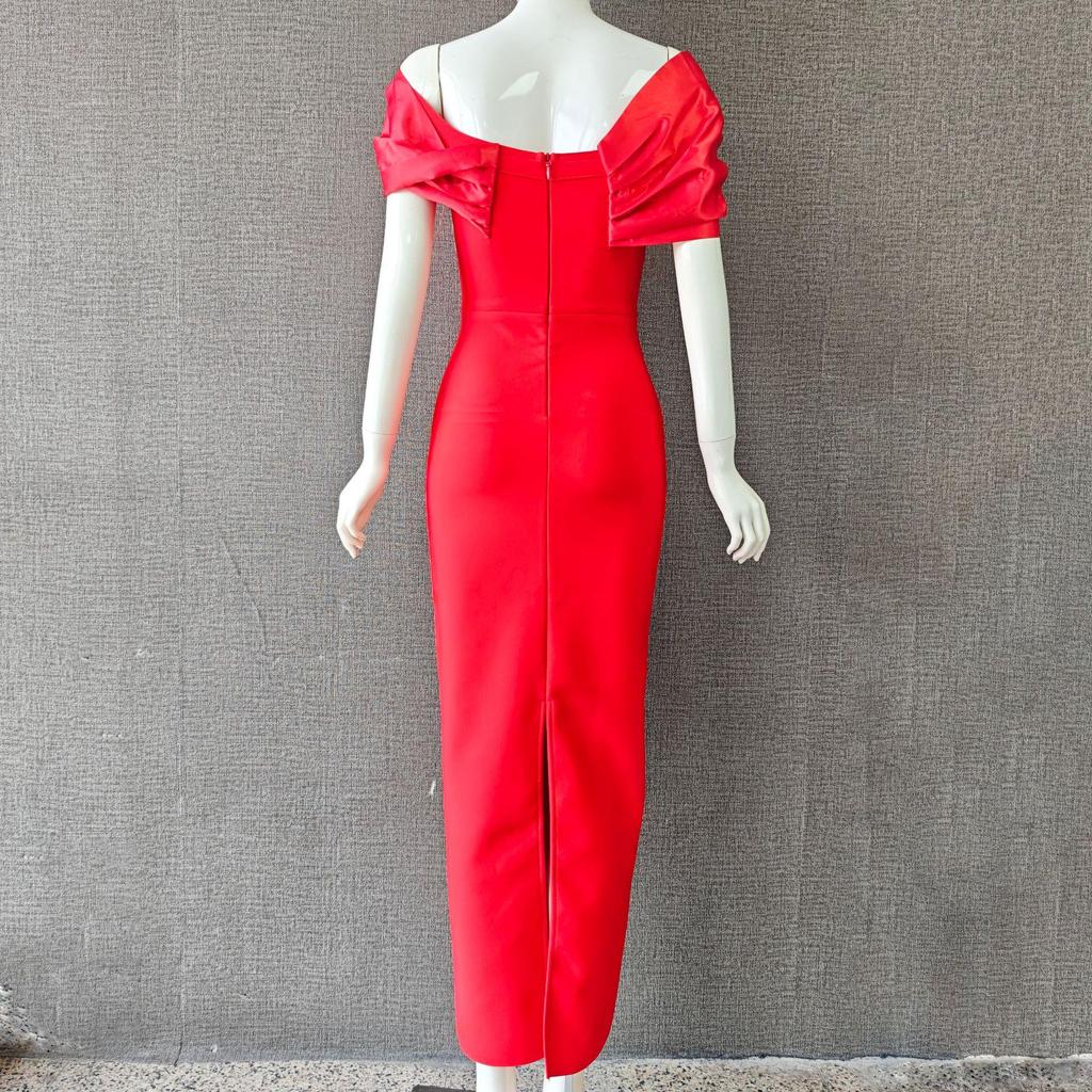 European & American Off-Shoulder Luxury Studded Bandage Evening Dress