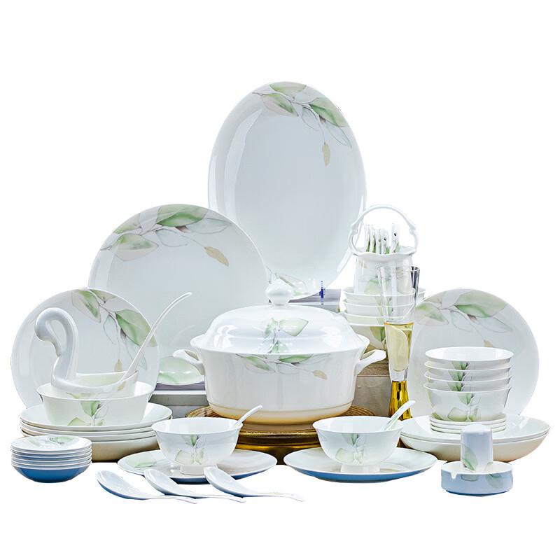 Zhishi Spring Vibe 56-Piece Underglaze Ceramic Dinnerware Set