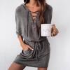 Women's Summer Long-Sleeve Casual Home Dress - European & American Style