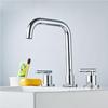 Basin Faucets Brass Polished Chrome Deck Mounted Round Bathroom Sink Faucets 3 Hole Double Handle Hot And Cold Water Tap BR-711