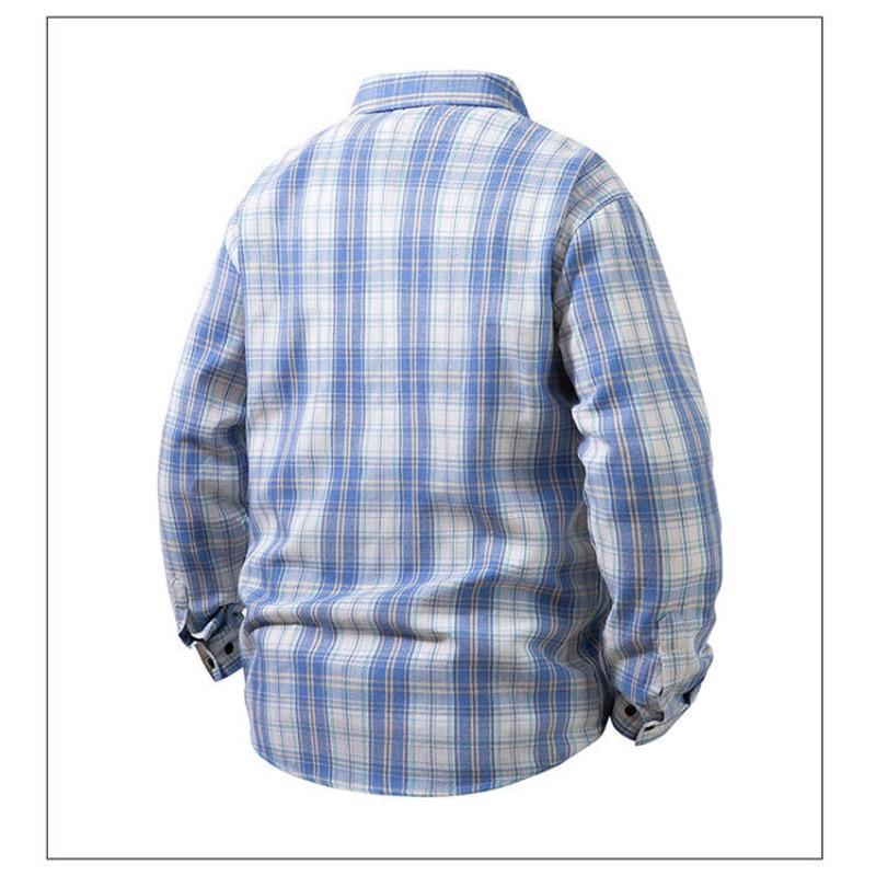 Men's Plaid Flannel Shirt Casual Long Sleeve Button Down Shirt Oversized Check Blouse