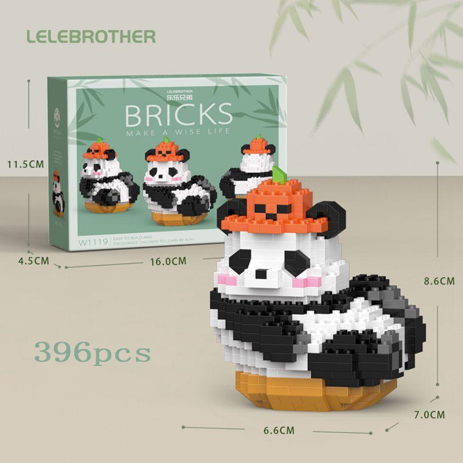 

Micro particle building block toy panda cartoon model puzzle assembly children s puzzle toy