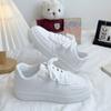 New board shoes retro white tie-up thick-soled college sports little white shoes women
