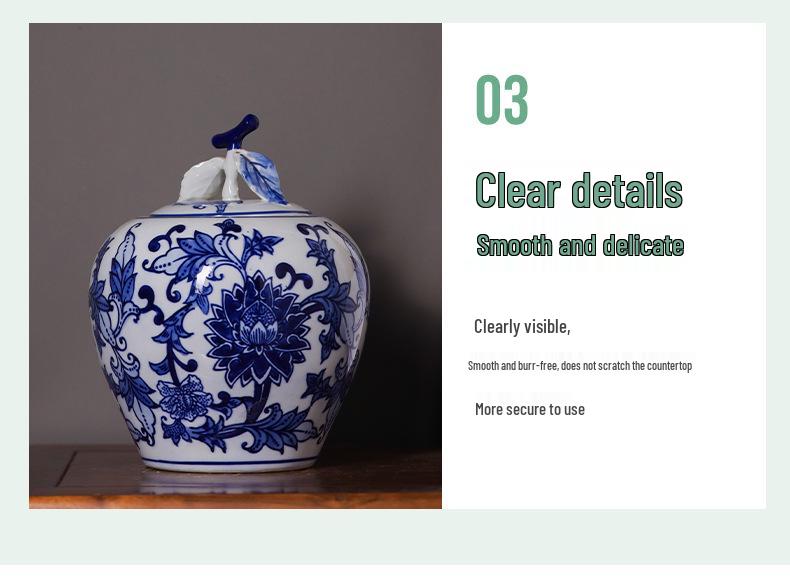 Blue & White Porcelain Vase: High-End Ceramic Apple Jar for Living Room or Entryway Decor.