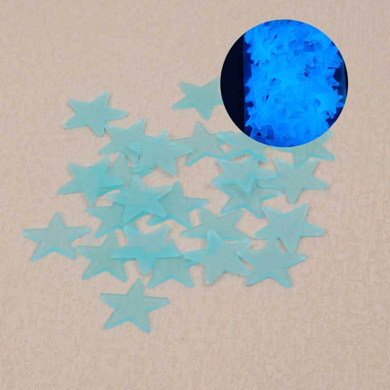 Luminous Star Wall and Window Stickers - Fluorescent 5-Point Stars with 3D Fridge Magnets
