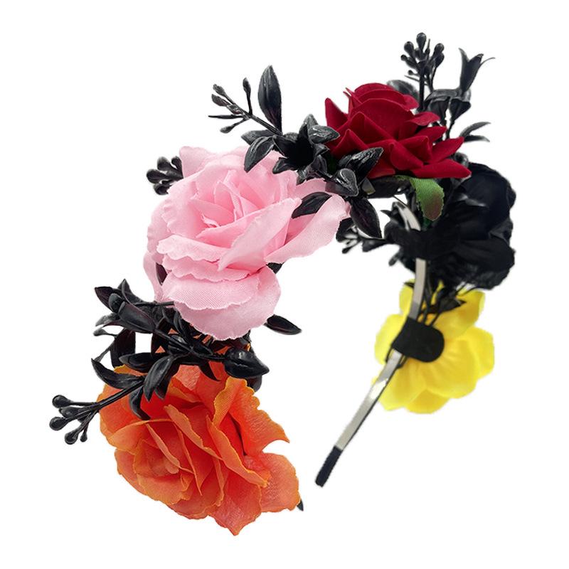 Halloween Flower Headband with Spider for Cosplay or Makeup Party