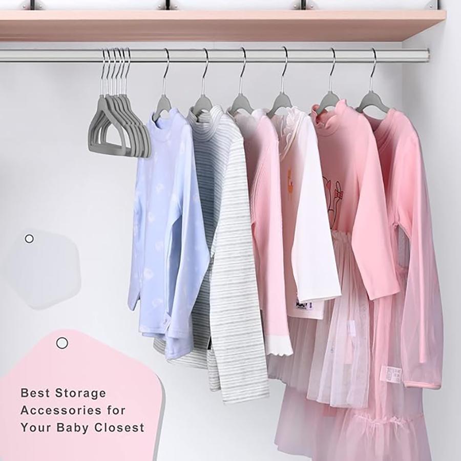 10/20/30pcs Children's Velvet Non-slip Hangers, Advanced Children's Closet Hangers, Ultra-thin Cute Non-slip Felt Hangers