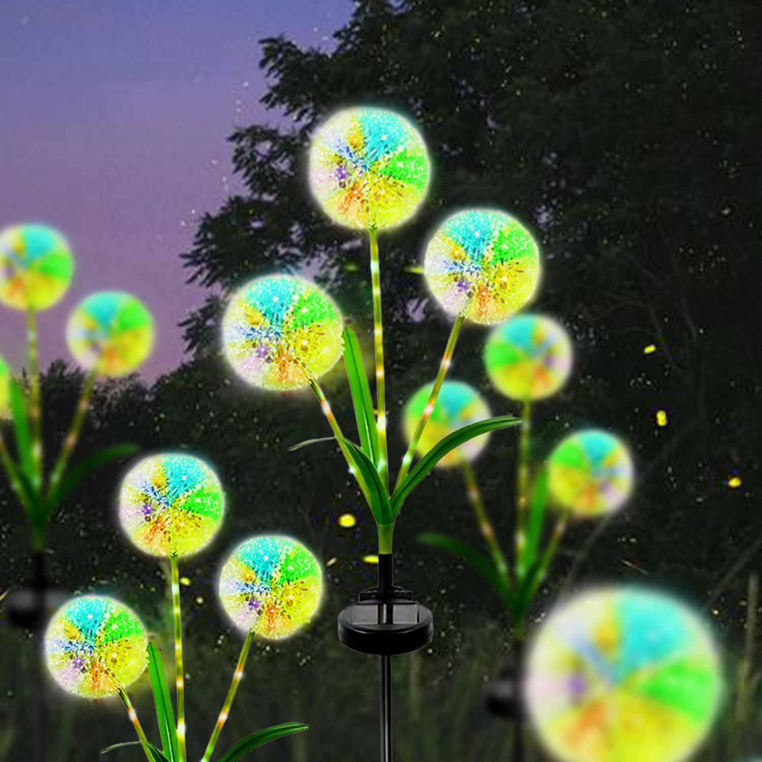 1Pc Solar Energy Three Head Dandelion Outdoor Plant Flower Lights Vivid Decorative Lights Garden Atmosphere Lights 0-5W разноцветный