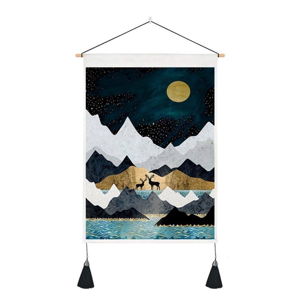 With Tassel Sunrise Landscape Tapestry Hanging Wall Poster  Home Decor