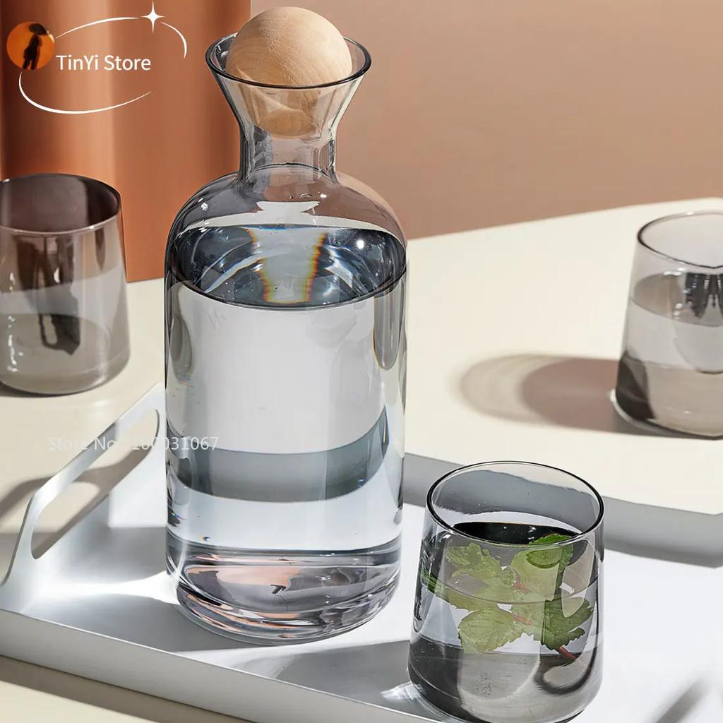 Gray Amber Color Glass Water Pitcher with Handle Heat Resisttant Cold Hot Kettle Large-capacity Tea Pot Water Bottle Juice Jug