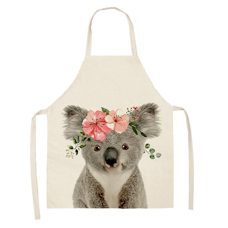 Kuchař Olej a skvrny Zástěra Květinová Roztomilý zvířecí vzor Lněná zástěra Home Clean Vaření Pečení Kuchyňská Zástěra 47X38CM 68X55CM