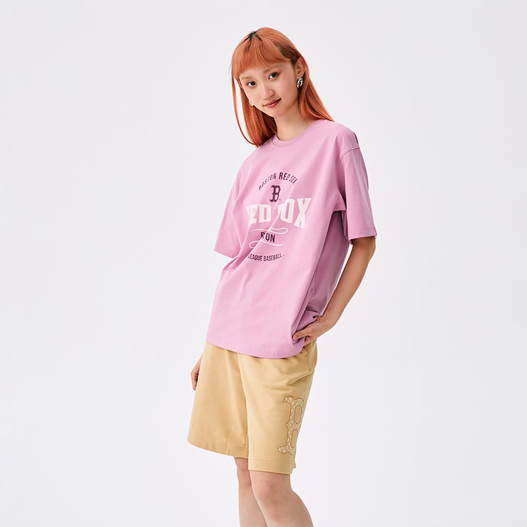 New MLB College Style Series T Shirts Unisex Pink 3ATSV0653-43PKP