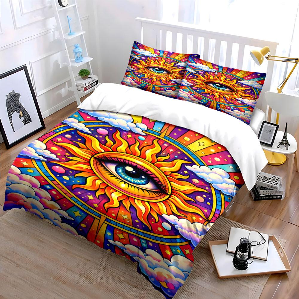 Eye surrounded by sun. Bedding sets Duvet cover sets Duvet covers Pillowcases(1*Duvet Cover 2*Pillowcases without duvet insert)