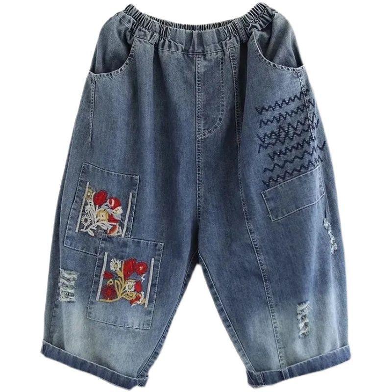 

Женские джинсы с широким поясом, большие размеры, простые, повседневные, большие, эластичные, свободные, узкие XXL синий