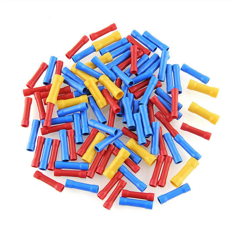 100Pcs Insulated Terminal Butt Connector Electrical Automotive Cable Wire Crimp