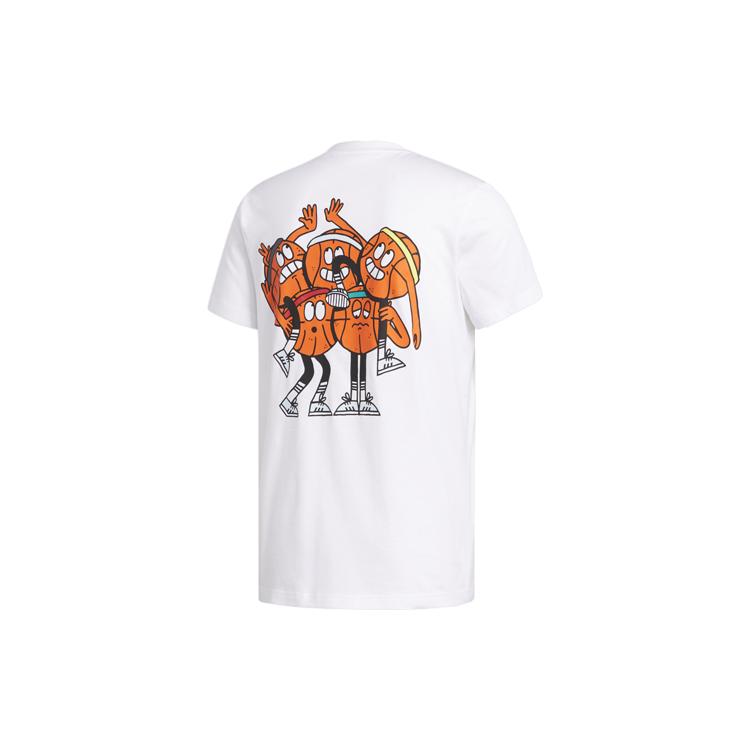 adidas T Shirts Men's White Crew Neck Moderate Straight Fit FM4967