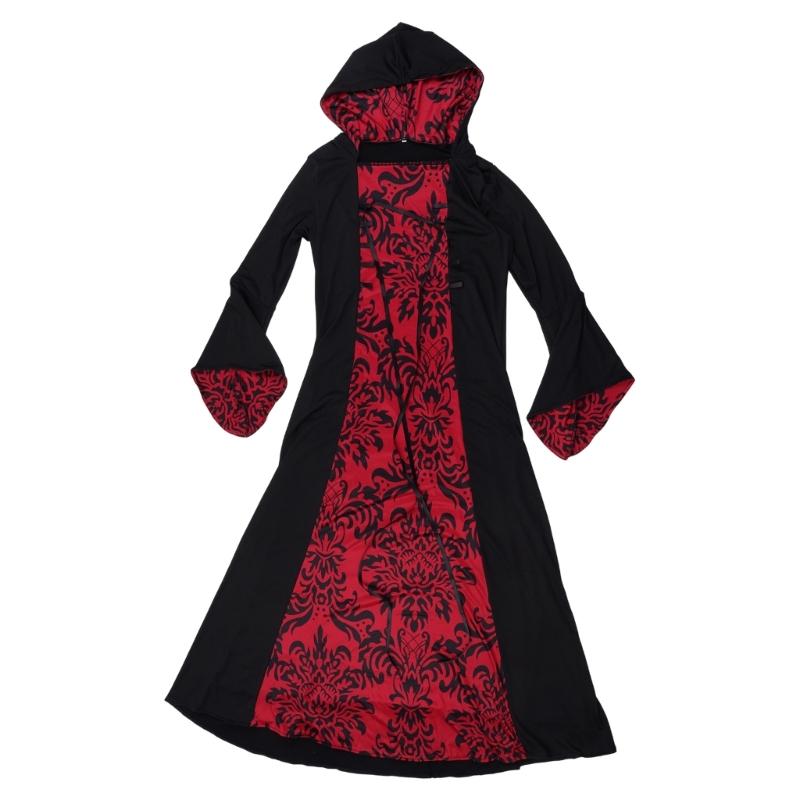 

Women s Hooded Gothic Dress Medieval Dress Lace up Long Dresses Cosplay Gown Halloween Renaissances Costumes Gifts M