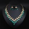 Shining Temperament Crystal Gemstone Necklace Earrings Set Dress Wedding Dinner Women'S Jewelry