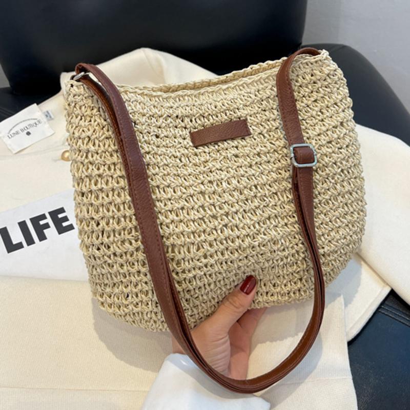 Woven Summer Fashion Straw Bag Beach Holiday Crossbody Bag Shopping Large Capacity Shoulder Handbag Messenger Ladies Women