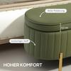 Storage Bench with Flip-Top Lid, Fabric Cover, Wood, Metal, Dark Green+Gold