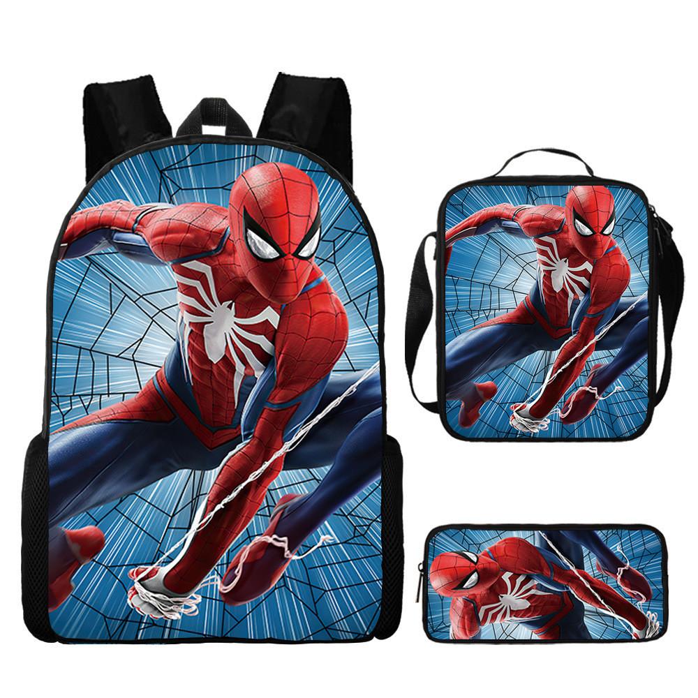 Spiderman School Backpack Set With Oxford Fabric Breathable Waterproof For Kids