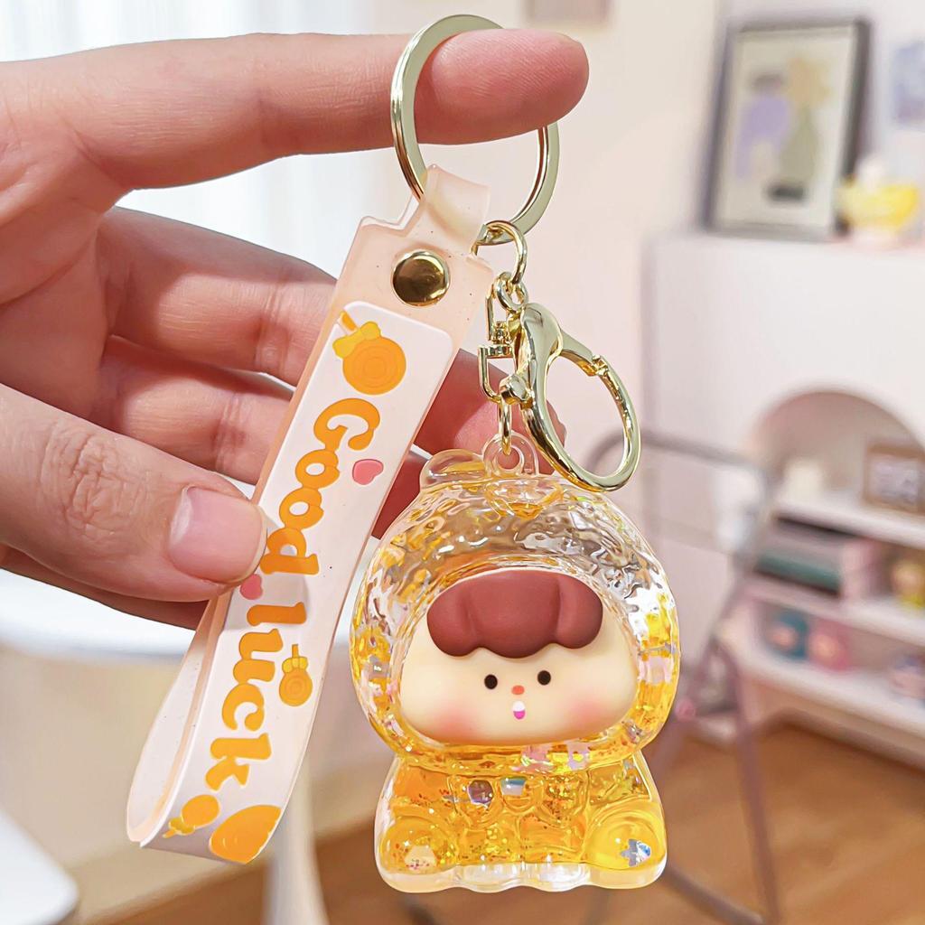 Douyin Blinking Fruit Charms Acrylic Keychain - Cute Oil-Filled Pendant Gift Ornament