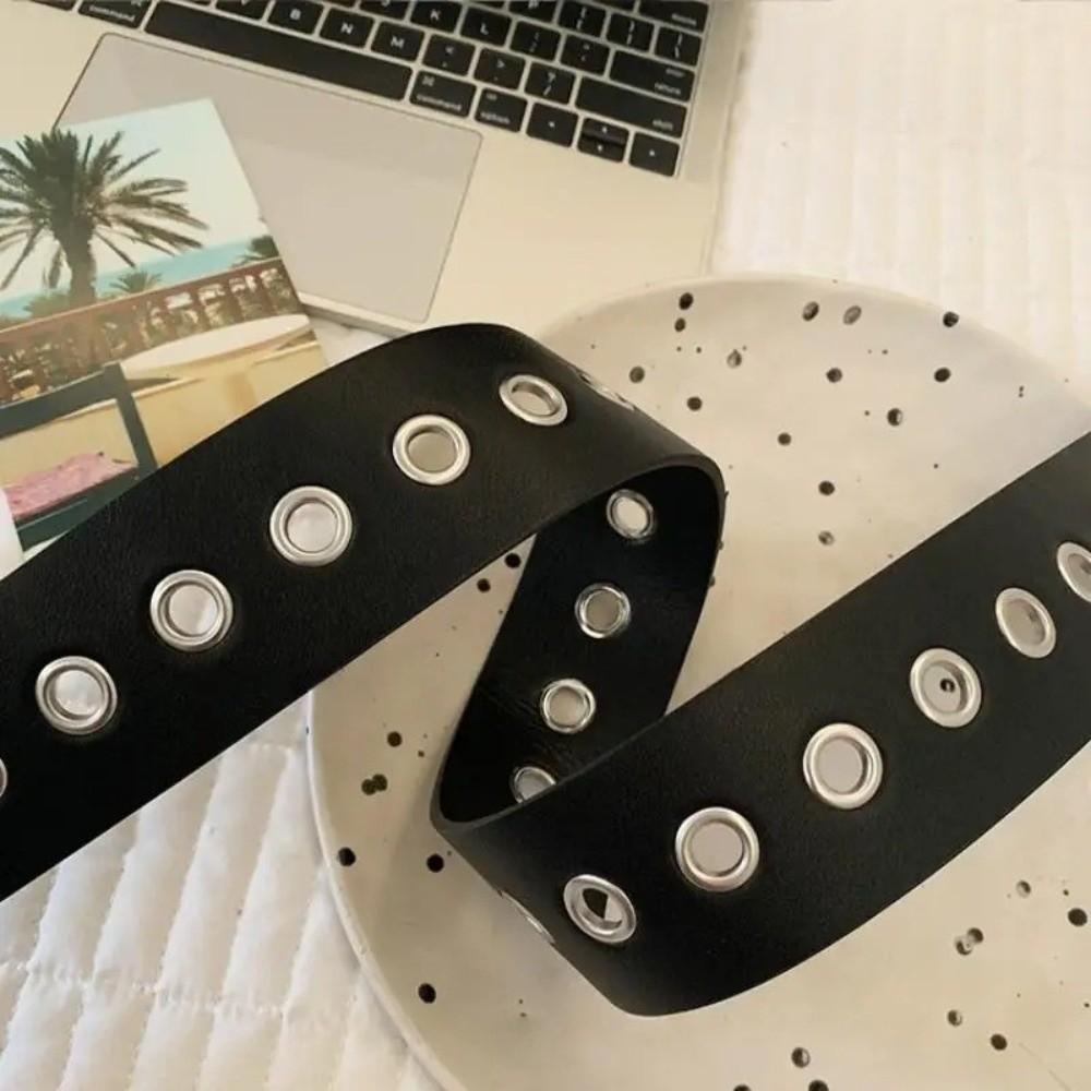 Retro Wide Belt Versatile Needle Buckle Belt Y2K PU Leather Belt  for Women