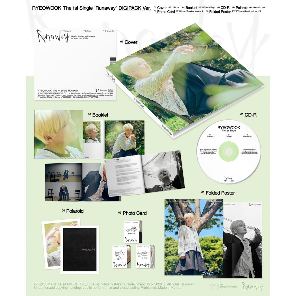 [Pre-order] RYEOWOOK (Super Junior) THE 1st Single [Runaway] Digipack Ver (Online Benefit)